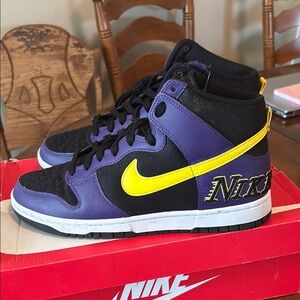 Nike Dunk High Sneakers in Black, Purple, and Yellow